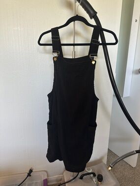 SHEIN Black Corduroy Overall Dress